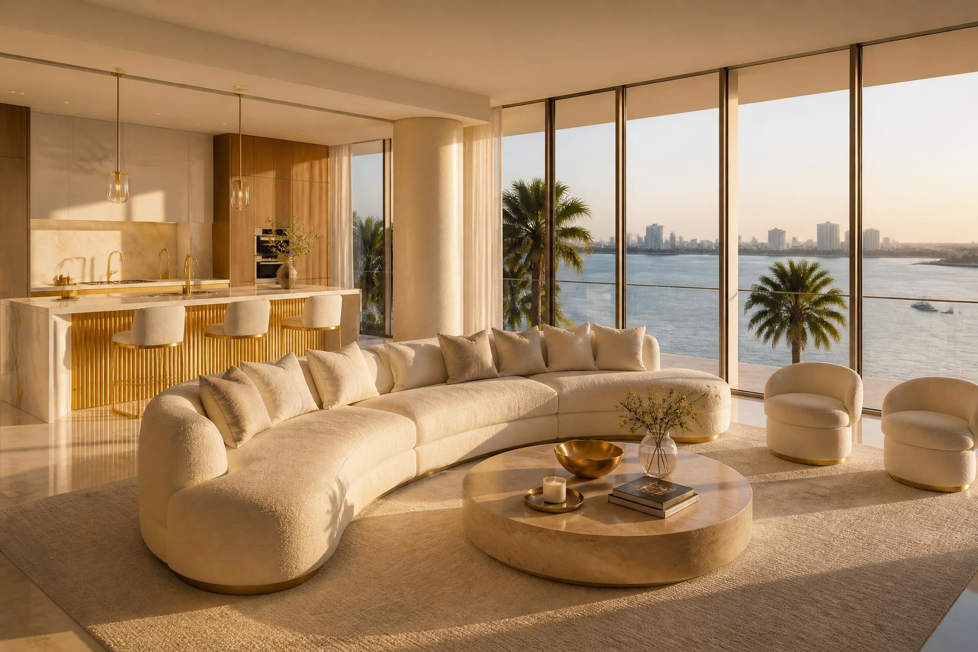 Luxury Miami waterfront living room